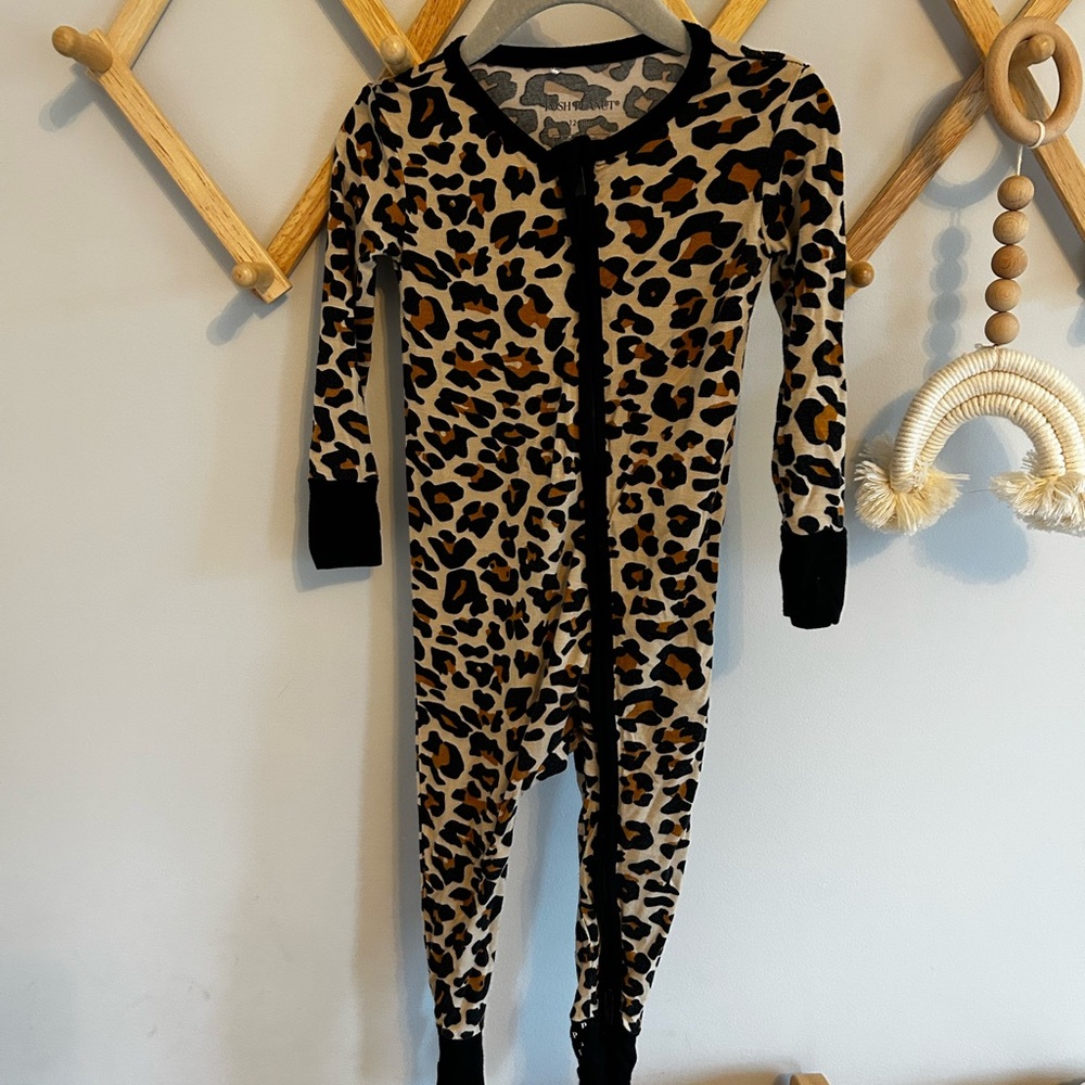 Posh Peanut Leopard Print Footie with Black Accents